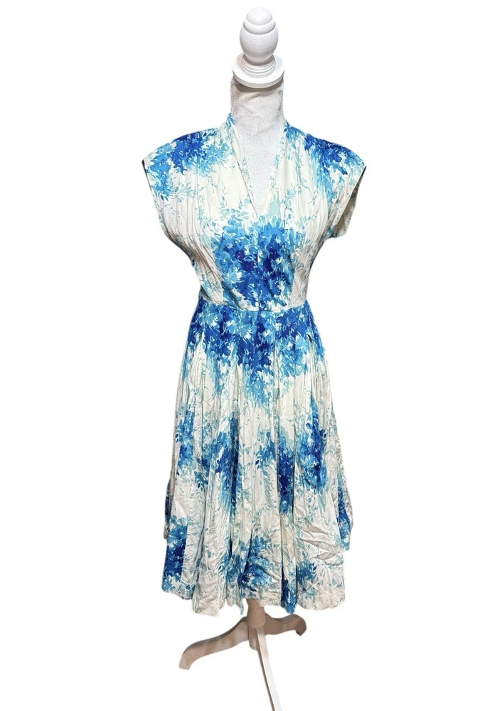 Anthropologie Maple ANNABELLE Watercolor Hydrangea Circle Skirt Dress sz 4 Hydrangea