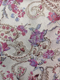 FUCHSIA LAVENDER GOLD Floral Paisley Brocade Fabric (60 in.) Sold By The Yard Flowering Plants