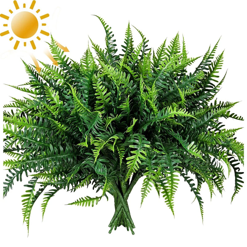 UV Resistant Fake Plants, 16 Bundles Artificial Plants Greenery, Realistic Fa... Green Plant