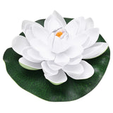 1-Set Artificial Foam Lotus Flower with Water Lily Pad, 7" [White] Lily