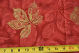 By 1/2 Yd, Metallic-Gold & Red Leaves on Marbled Red Quilt Cotton, Concord,P2261 Flowering Plants