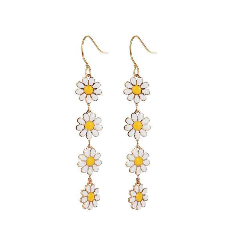 Flower Daisy Long Earrings Bohemian Sunflower Floral Drop Dangle Earrings 60s 70 Sunflower
