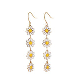 Flower Daisy Long Earrings Bohemian Sunflower Floral Drop Dangle Earrings 60s 70 Sunflower