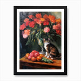 Flower Vase Carnation With A Cat 4  Framed Wall Art Poster Canvas Print Picture Carnation