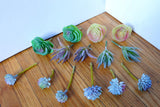 14 Pcs Mix Mini Artificial Flocking Grass Plants Succulents Green Plant