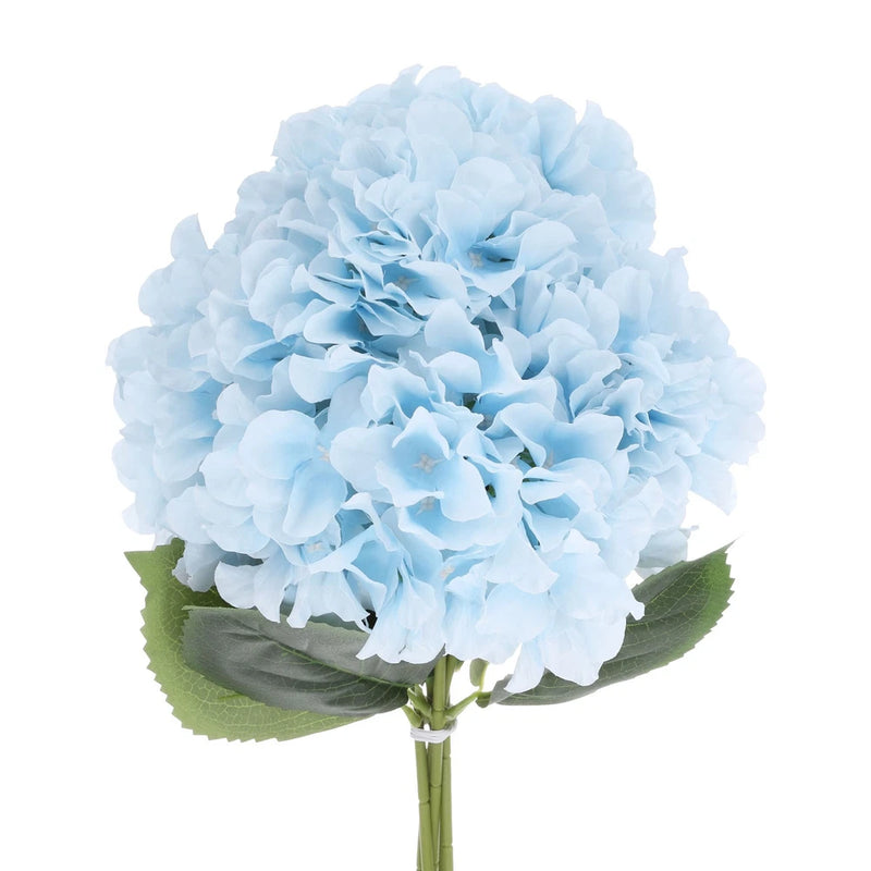 Artificial Flowers 5 Bundles, Blue Fake Hydrangea Plants for Wedding Outdoor Hydrangea