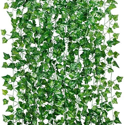 84ft 12 Pack / 82 inch, Artificial Ivy Garland Fake Leaf Plants Vine, A-84ft Green Plant