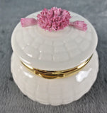 Belleek "Flower-of-the-Month "Hinged/Covered Trinket Box; January, Carnation #35 Carnation