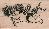 Cupid With Bouquet 1 1/2 x 2 1/4" Rubber Stamp, Cupid Stamp Bouquet