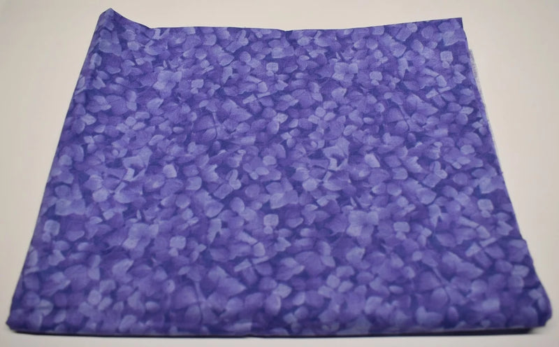 1 yard x 44" 100% cotton fabric LAVENDER PERIWINKLE background blender tonal vtg Hydrangea