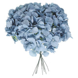 10Pcs Artificial Silk Hydrangea Flower Heads with Stems for Decor, Grey Blue Hydrangea