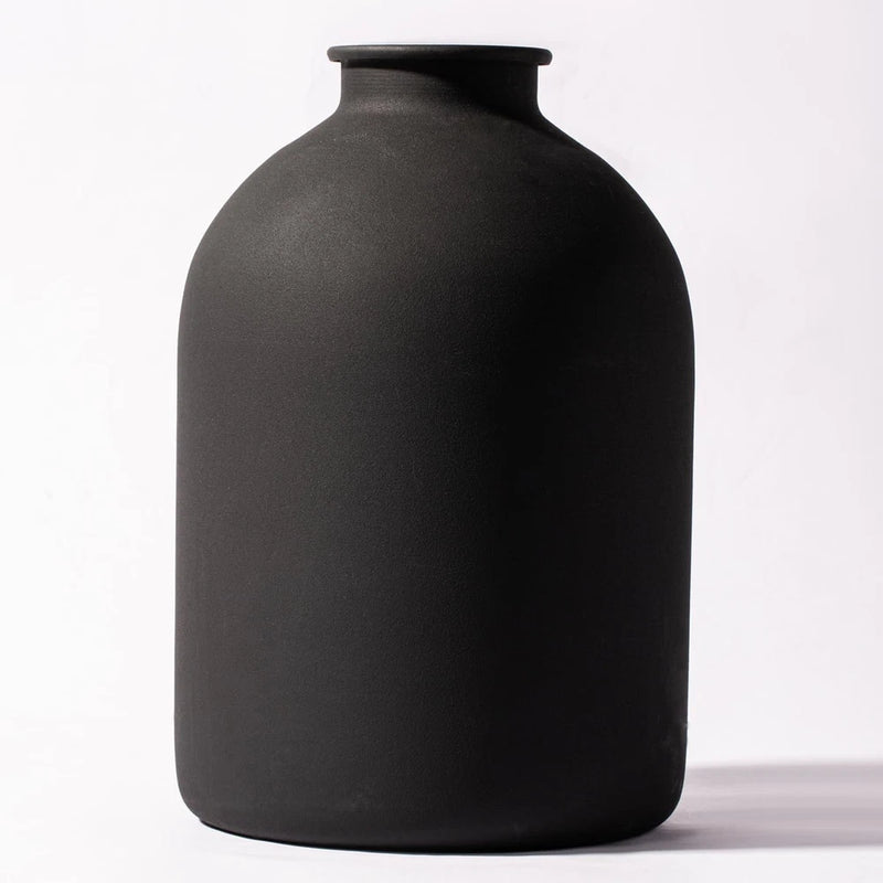Metal Matte Black Vase 8.7 Inch Tall Iron Frosted, Pampas Grass Vase for Centerp Pampas Grass