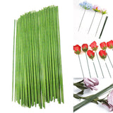 100pcs Floral Stem Wire Plastic Artificial Flower Green Stem Rod Plant Stub Wire Green Plant