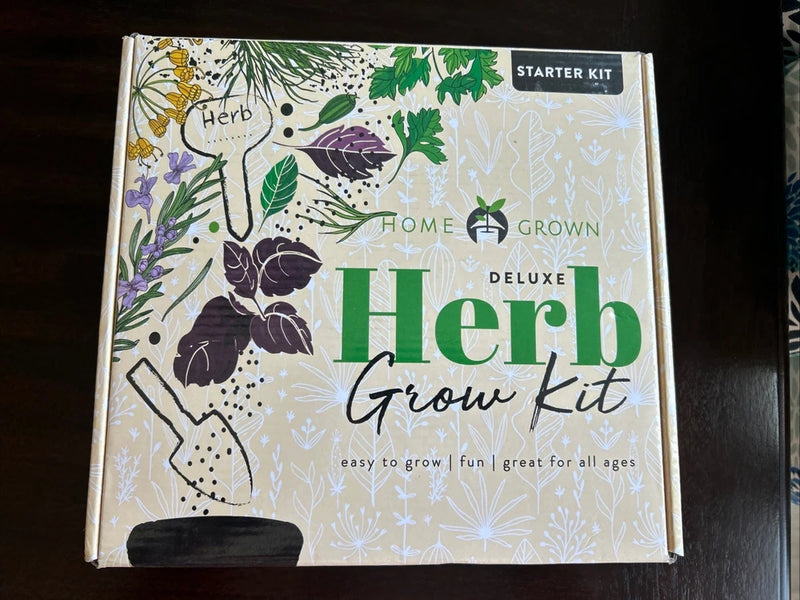 HOME GROWN Indoor Herb Garden Kit W/ Ceramic Pots Easy-To-Grow Kitchen Window Garden Plants
