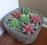6 Mini Succulents Plants Artificial Flocking Grass Green Plant