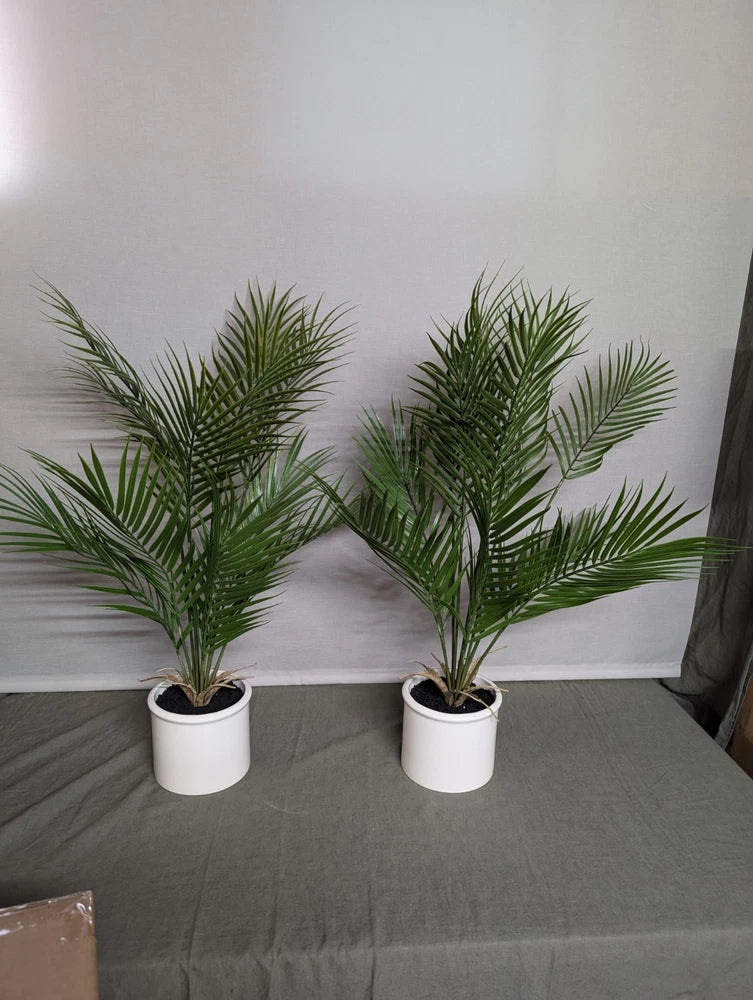 Threshold 28 in. Faux Palm Potted Plants (Set Of 2) Green Plant