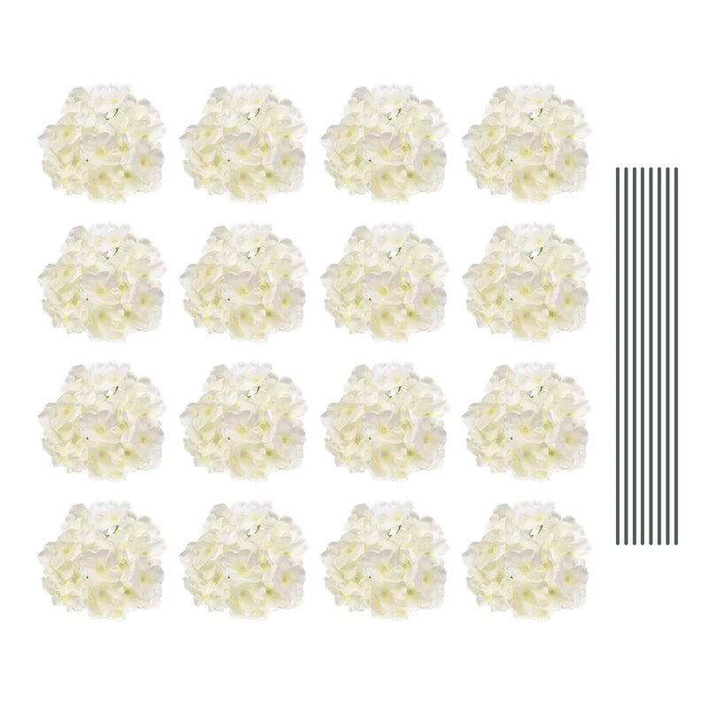 Artificial Flowers DIY Silk Fake Hydrangea Flowers with Stems 6" White 30 Set Hydrangea