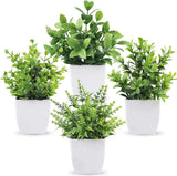 4pieces Fake Plants Mini Artificial Greenery Potted Plants for Home Decor Indoor Green Plant