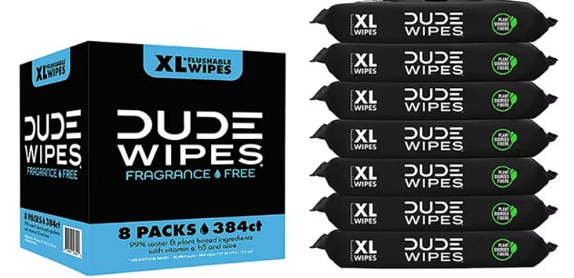 DUDE Wipes XL Flushable Unscented Adult Wipes 8 Pack 384 Ct Bouquet