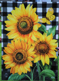 "Checkered Sunflowers" Decorative House Flag 40"h x 28"w Sunflower