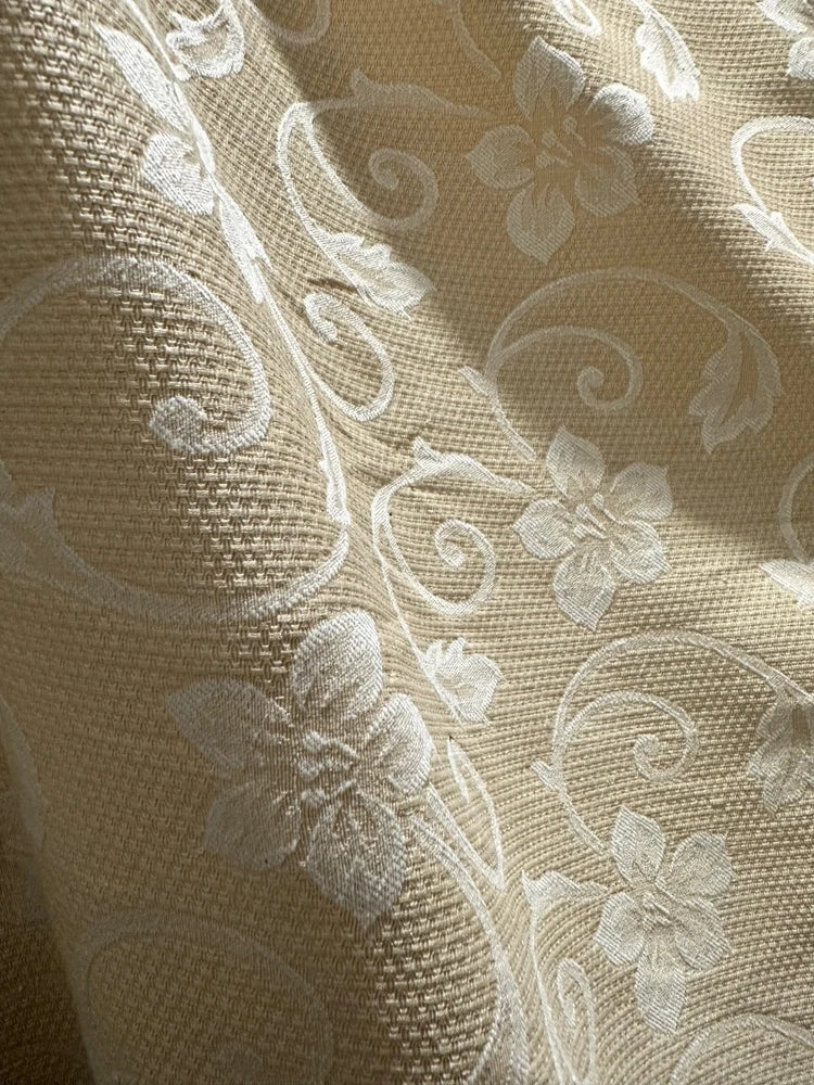 IVORY Floral Upholstery Brocade Fabric (54 in.) Sold By The Yard Flowering Plants