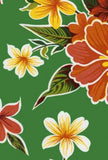 Oilcloth Fabric Tropical Hibiscus Green Pattern Sold in Yard or Bolt Flowering Plants