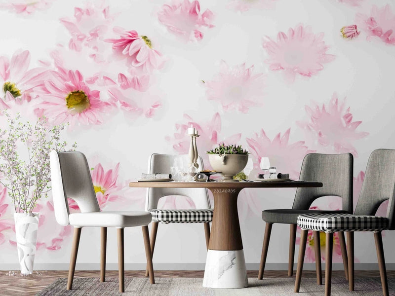 3D Pink Sunflower Flower Self-adhesive Removable Wallpaper Murals 98 Sunflower