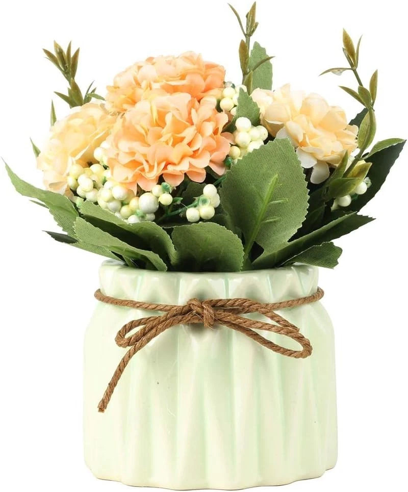 Artificial Hydrangea Bouquet with Small Ceramic Vase Variety Flower Decoration Hydrangea