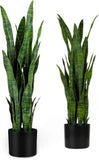 3Ft 2-Pack Faux Snake Plants with 32 Lifelike Leaves for Home Decor Green Plant