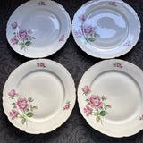 (4) Vtg Fine Bohemian China BOH46 Dinner Plate(s) Czech. Pink Roses Gold Trim Roses