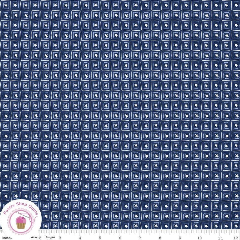 Riley Blake RED WHITE & BANG 11526N  Navy Stars S Gervais Quilt Fabric Patriotic Flowering Plants