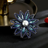 Vintage Luxury Small Fragrance Blue Sunflower Brooch Crystal Chest Flower Sunflower