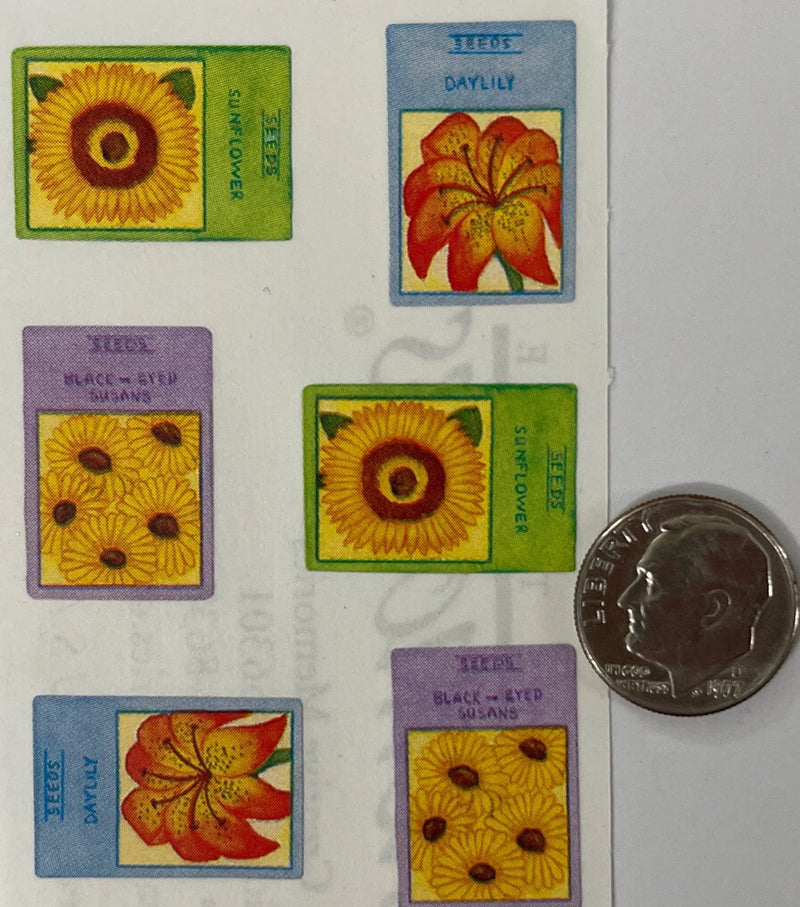 FLOWER SEED PACKET Stickers(10pc) Creative Memories¥Garden¥Sunflower ¥Daylily¥ Sunflower