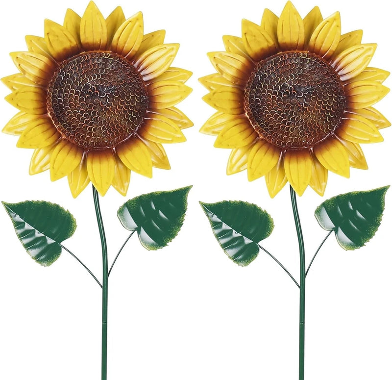 Garden Decor for Outside 2 Pack Sunflower Decorative Garden Stakes for Spring Garden Plants