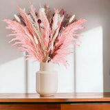 17 Inch Natural Dried Flowers Bouquet Pink Pampas Mix Dry Floral Dried Flower