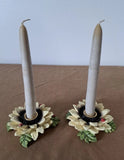 2 Sunflowers Country Style Candle Holders Painted Ladybugs 4 Inch Sunflower