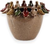 10.4" Ceramic Plant Pot with Drainage, Birds & Reactive Glaze for Home Garden Garden Plants