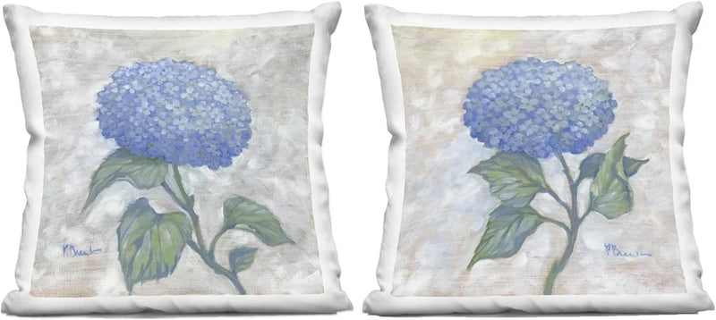 Garden Glory Hydrangeas Indoor Throw Pillows - 18" Blue, Set of 2 Hydrangea