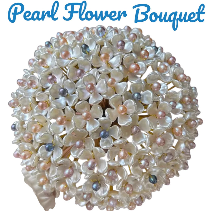 Luxury Handmade Pearl Flower Bouquet Elegant Bridal &Wedding Decor 100 Pearl Bouquet