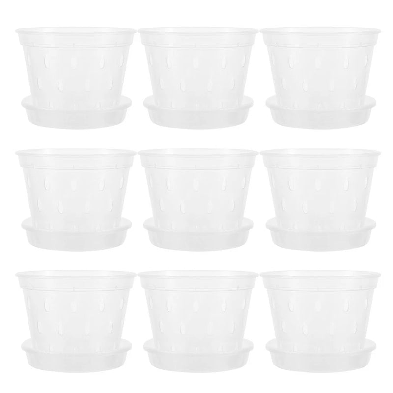 9 Pcs Clear Plastic Nursery Pots Flower Gardening Planting Container Orchid Garden Plants