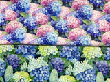 Hydrangea Floral Cotton Fabric 45" Wide Quilting Sewing Craft DIY Fabric By Yard Hydrangea