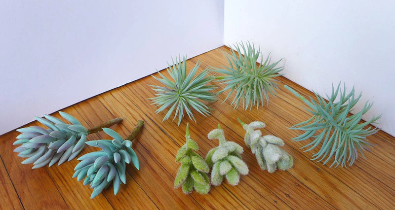Set of 8 Pieces Mini Artificial Flocking Grass Plants (Gray) Green Plant