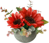 Small Artificial Flowers Potted Plant Realistic Silk Red Sunflower Sunflower