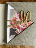 Set of 24 PEONY FLOWER NOTE CARDS & ENVELOPES in Lovely Reusable Portfolio, NWOT Peony