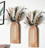 Wooden Vases with Pampas Eucalyptus Boho Set of 2 Pampas Grass