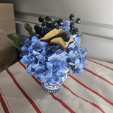Artificial Blue Hydrangea Flower Arrangement in Ceramic Vase Hydrangea