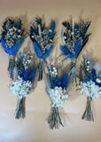 Blue Boho Dried Flower Arrangement Wedding Party Decor Gift White Hydrangea Bouquet