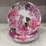 Set 3 Shabby Chic Pink Purple Hydrangea MELAMINE Dinner Plate Set Floral Summer Hydrangea