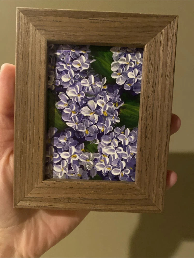 ACEO Hydrangea  Flowers Original Painting framed,miniature,small,mini Wall Art Hydrangea
