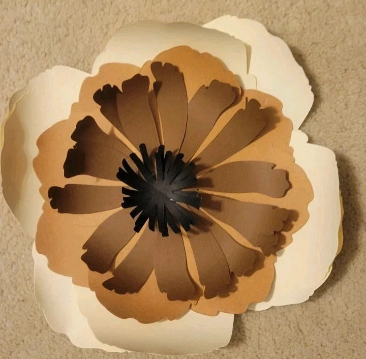 Handmade Paper Origami Brown Peony Flower by Erin Jarrod with Storage Box Peony